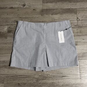 Carolina Belle Navy and White Pinstripe Bermuda Shorts